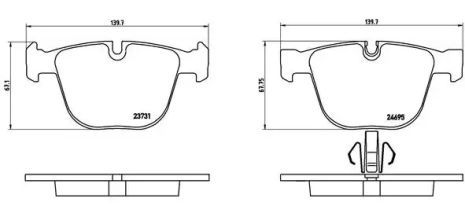 Колодки гальмівні дискові BMW 5(F07) 3.0 4.4 2010-,7(F01-04) 3.0-6.0 08- задн. (BREMBO), BREMBO (P06053)