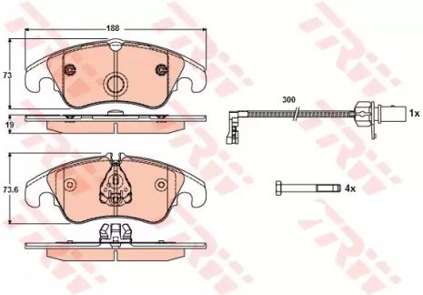 Тормозные колодки дисковые AUDI A4 1,8; 2,0; 2,0TD; 3,2 F 07, TRW (GDB1768)