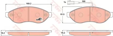Дисковые тормозные колодки Citroen, Fiat, Peugeot, TRW (GDB1681)