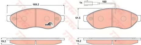 Дисковые тормозные колодки Citroen, Fiat, Peugeot, TRW (GDB1681)