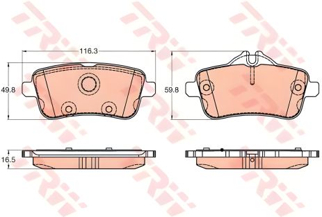 Гальмівна колодка диск. MB GL-CLASS 2012-, M-CLASS 2011- задн. TRW (GDB1947)