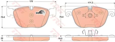 Дисковые тормозные колодки для BMW X5 E70, TRW (GDB1726)