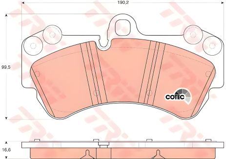 Передние дисковые тормозные колодки для PORSCHE, VW CAYENNE (955) и TOUAREG (7LA, 7L6, 7L7), TRW (GDB1547)