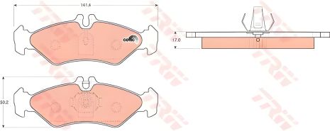 Гальмівні колодки дискові MERCEDES - VOLKSWAGEN Sprinter 208D/Sprinter 210D/Sprinter 211D/Sprinter, TRW (GDB12