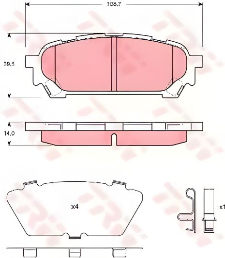 Гальмівні колодки дискові SUBARU Impreza, TRW (GDB3395) Гальмівні колодки дискові SUBARU Impreza, TRW (GDB3395)