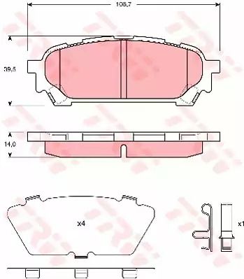 Гальмівні колодки дискові SUBARU Impreza, TRW (GDB3395)