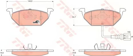 Дисковые тормозные колодки SEAT/SKODA/VW Leon/Octavia/Caddy/Golf, TRW (GDB1658)