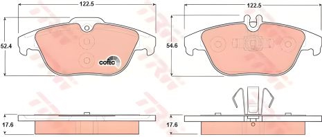 TRW (GDB1738) задние дисковые тормозные колодки для MB C-CLASS (W204) 180-350 07-, GLK-CLASS 200-350 08-