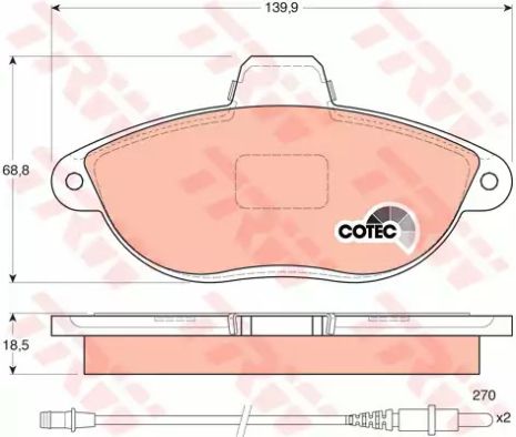 Колодки гальмівні FIAT SCUDO, PEUGEOT 806 передн.