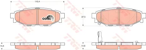 Гальмівні дискові колодки Subaru Legacy Outback, TRW (GDB3373)