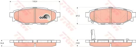 Дисковые тормозные колодки Subaru Legacy Outback, TRW (GDB3373)