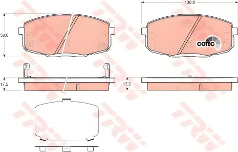 Гальмівні дискові колодки HYUNDAI i30/ KIA CEE'D передн. , TRW (GDB3450) Гальмівні дискові колодки HYUNDAI i30/ KIA CEE'D передн. , TRW (GDB3450)