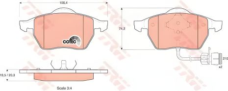 Гальмівна колодка для AUDI 100 (44, 44Q, C3, 4A, C4) передня від TRW (GDB1049)