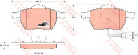 Гальмівна колодка для AUDI 100 (44, 44Q, C3, 4A, C4) передня від TRW (GDB1049)