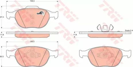 Колодки гальмівні дискові FORD FOCUS (DAW, DBW,DNW), TRANSIT передн. , TRW (GDB1532)