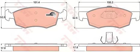 Дискові гальмівні колодки FIAT Doblo/Doblo Cargo, TRW (GDB1588) Дискові гальмівні колодки FIAT Doblo/Doblo Cargo, TRW (GDB1588)