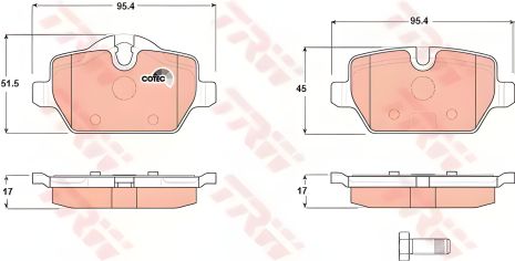 Колодка гальм. диск. BMW задн. , TRW (GDB1612)