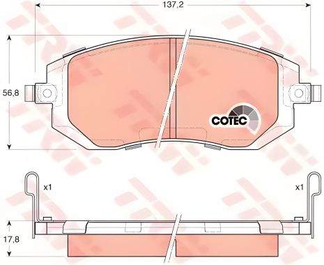 Дисковые тормозные колодки SUBARU Forester/Impreza, TRW (GDB3328)