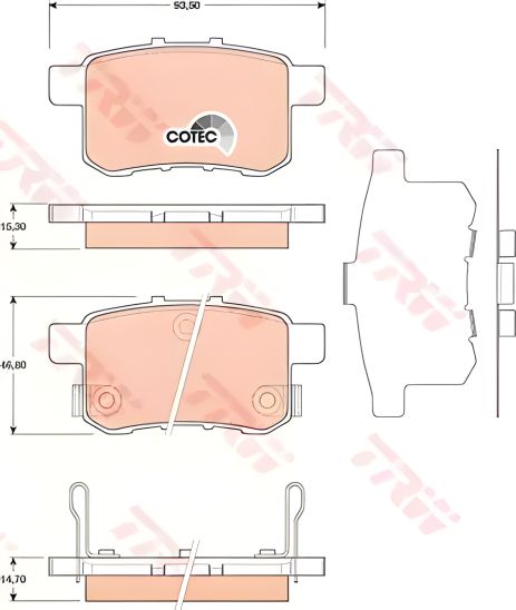 Дисковые тормозные колодки для HONDA Accord R 09, TRW (GDB3482)