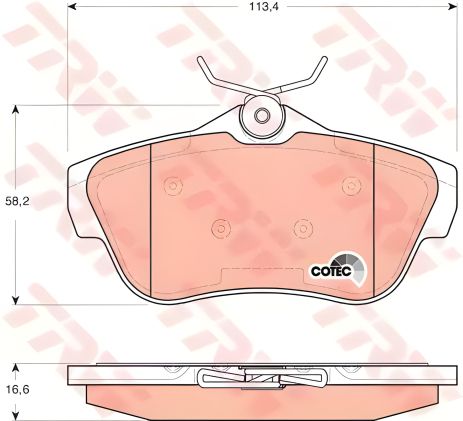 Тормозные дисковые колодки PEUGEOT/CITROEN/FIAT Jampy/Scudo/Expert R 07, TRW (GDB1740)