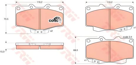 Гальмівні колодки TOYOTA-VOLKSWAGEN 4 Runner/Hilux/Landcruiser, TRW (ГДБ7)