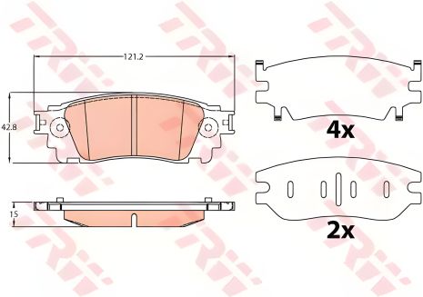 Гальмівні колодки дискові LEXUS NX200t/NX300h 14, TRW (GDB4459) Гальмівні колодки дискові LEXUS NX200t/NX300h 14, TRW (GDB4459)