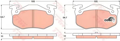 Дискові гальмівні колодки CITROEN - PEUGEOT Saxo/Xsara/Xsara Estate/Break/ZX/106/205/205 Cabrio/206, TRW (GDB1)