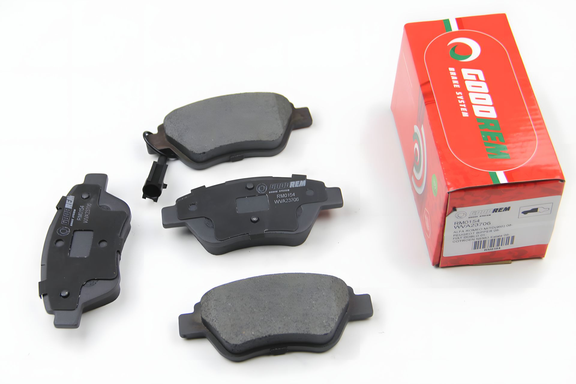 Передні гальмівні колодки Doblo 01- (Bosch) (122.8x53.6) з датчиком, GOODREM (RM0154) Передні гальмівні колодки Doblo 01- (Bosch) (122.8x53.6) з датчиком, GOODREM (RM0154)