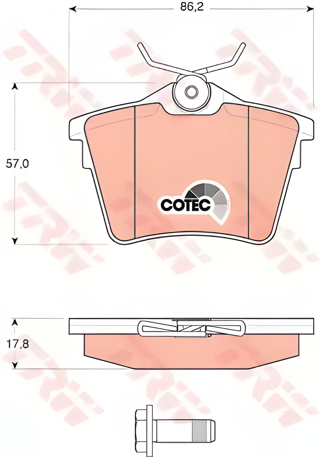 Комплект дисковых тормозных колодок для CITROËN C5, PEUGEOT 407, TRW (GDB1596) Комплект дисковых тормозных колодок для CITROËN C5, PEUGEOT 407, TRW (GDB1596)