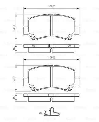 Набір гальмівних майданчиків, дисковий гальм Chery A1, Wagon Suzuki, Bosch (0986424626)