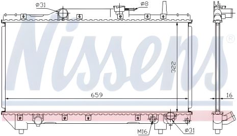 Радиатор охлаждения двигателя TOYOTA CARINA, NISSENS (64837A)