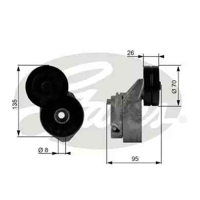 Натяжной ролик поликлинового ремня MG MG, LAND ROVER, GATES (T38430)