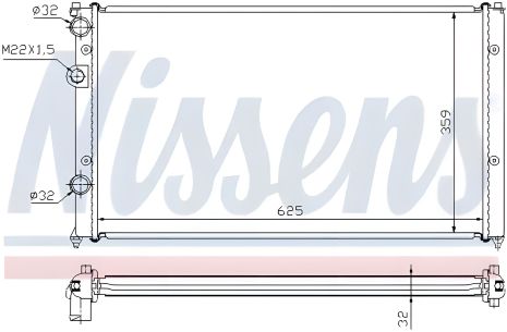Охолоджуючий радіатор двигуна VW POLO, SEAT CORDOBA, NISSENS (652551)