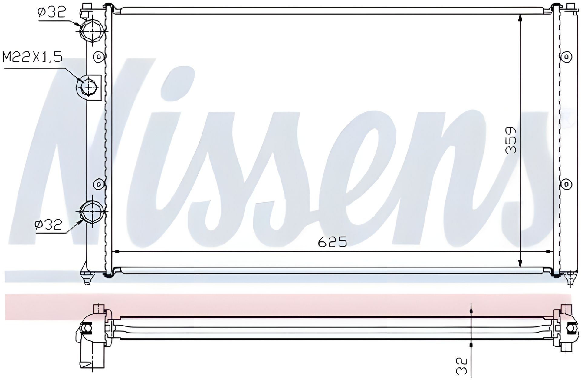 Радиатор охлаждения двигателя для VW POLO, SEAT CORDOBA, NISSENS (652551) Радиатор охлаждения двигателя для VW POLO, SEAT CORDOBA, NISSENS (652551)