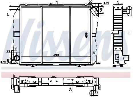 Радиатор охлаждения двигателя для TOYOTA HIACE, NISSENS (64737)
