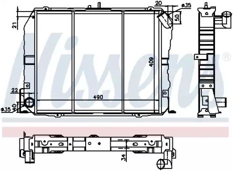 Радиатор охлаждения двигателя TOYOTA HIACE, NISSENS (64737)