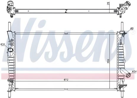 Охолоджуючий радіатор двигуна FORD TRANSIT, NISSENS (62128) Охолоджуючий радіатор двигуна FORD TRANSIT, NISSENS (62128)