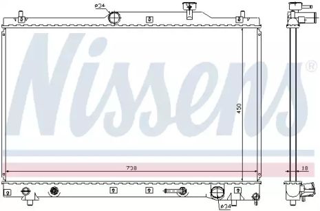 Радиатор охлаждения двигателя TOYOTA PREVIA, NISSENS (64657)