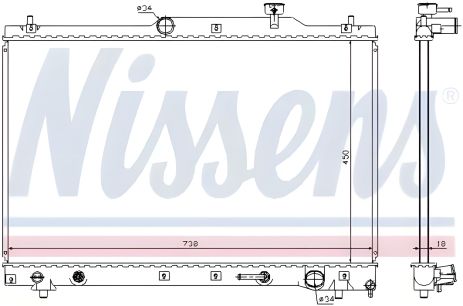 Двигательный радиатор для TOYOTA PREVIA, NISSENS (64657)