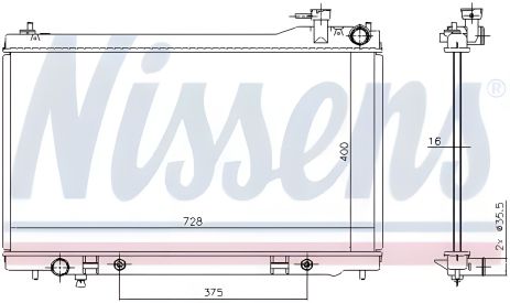 Радіатор двигуна охолодження INFINITI G, NISSENS (681212)