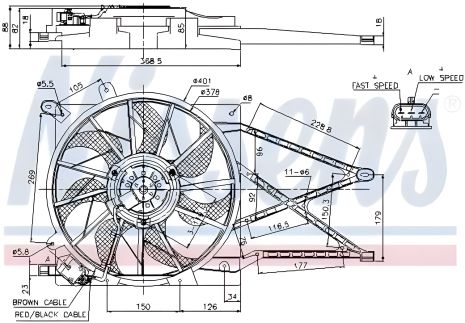Двигателя вентилятор охлаждения OPEL ASTRA G (98-), NISSENS (85185)