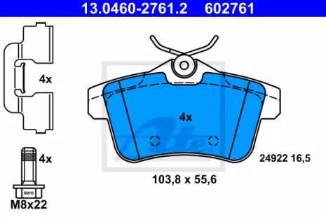 Комплект тормозных колодок, дисковый тормоз DS DS, CITROËN C4, ATE (13046027612)