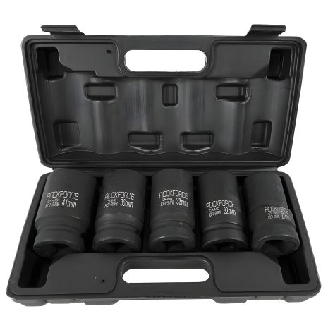 Комплект ударних головок глибоких 1"5пр. (12гр.) в кейсі ROCKFORCE RF-8051-9MPB