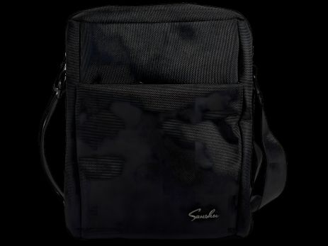 Сумка через плече, 3 л, текстиль, чорна, стильна, з двома відділеннями Сумка через плече, 3 л, текстиль, чорна, стильна, з двома відділеннями