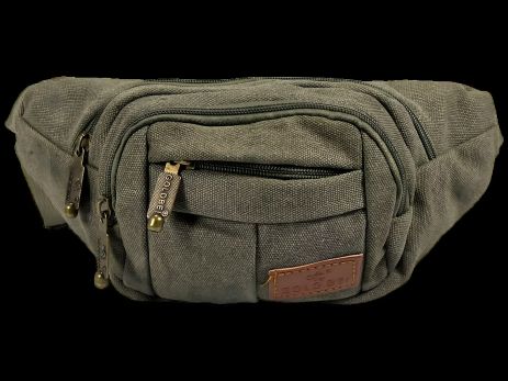 Брезентова сумка-бананка на три відділення, колір хакі – Міцна Сумка-бананка