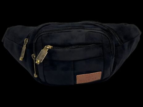 Чорна сумка-бананка на три відділення з блискавкою