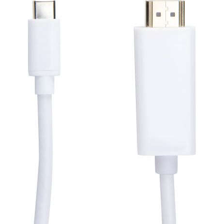 Відео кабель PowerPlant HDMI male - USB Type-C, 1.8м White, відеокабель Відео кабель PowerPlant HDMI male - USB Type-C, 1.8м White, відеокабель