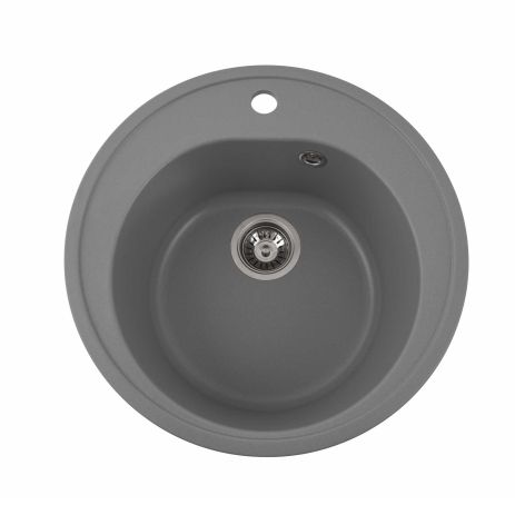 Гранитная мойка для кухни VALESO 510 LUNA матовая Cерый металлик