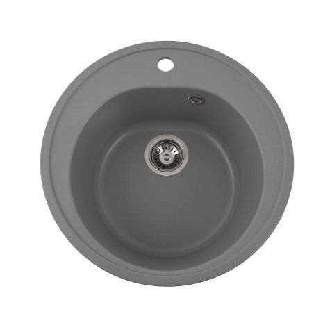 Гранитная мойка для кухни VALESO 510 LUNA матовая Cерый металлик