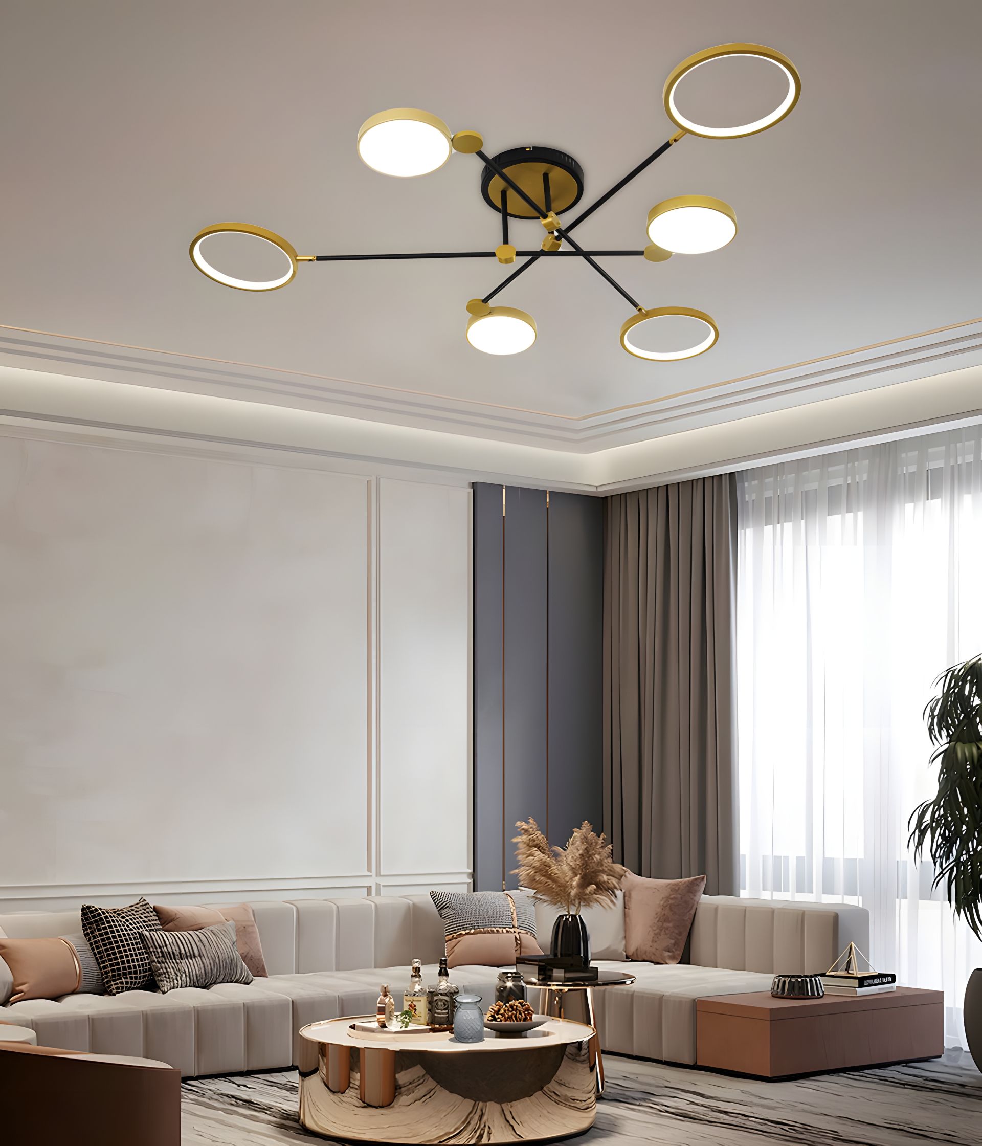 Акриловая светодиодная люстра VALESO V, модель LJ-4010 GD+BK Акриловая светодиодная люстра VALESO V, модель LJ-4010 GD+BK